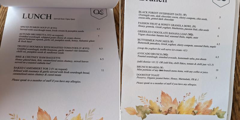 Quarters Coffee Menu