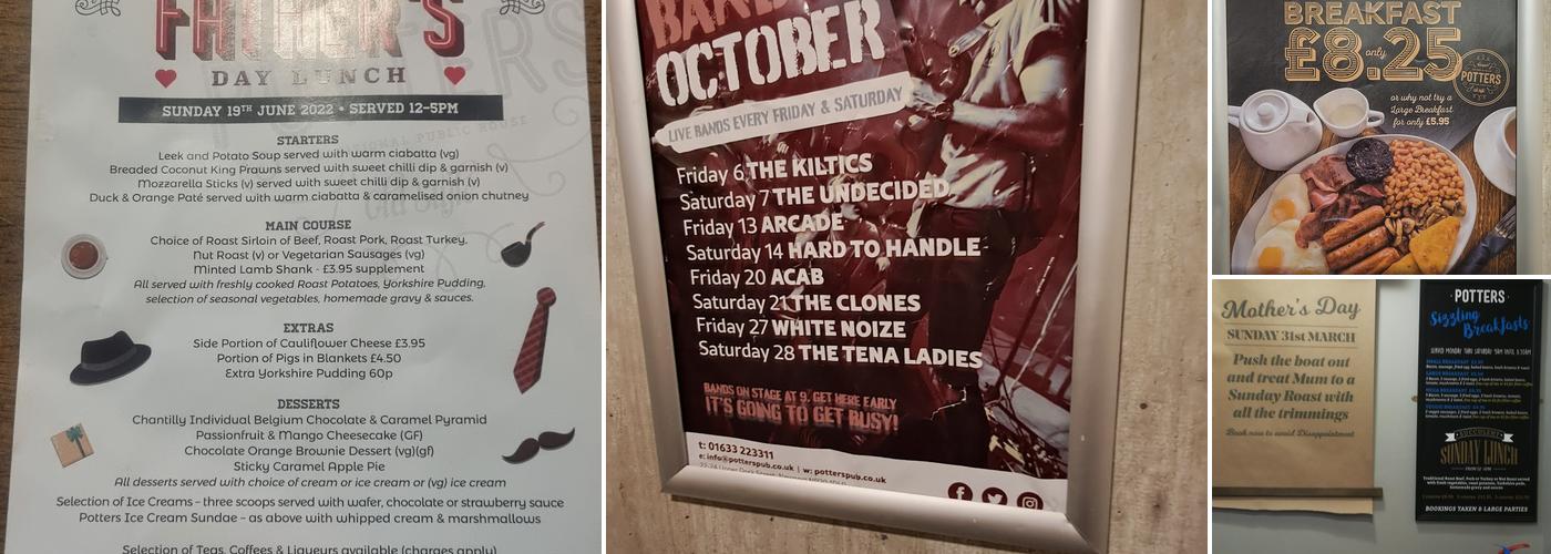 The Potters Menu