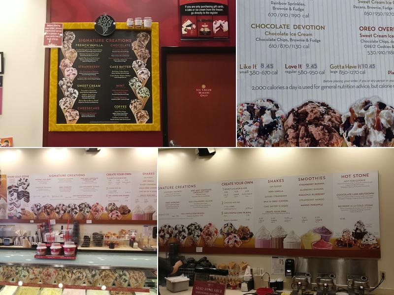 Cold Stone Creamery Menu