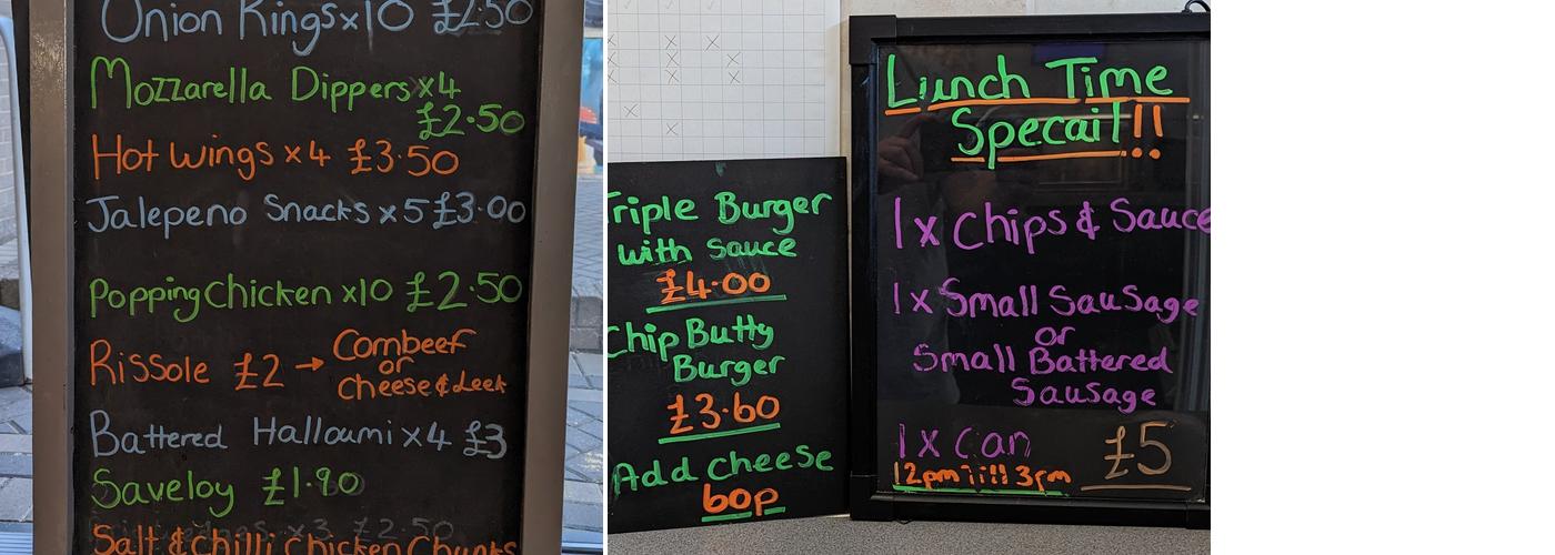 Pie Corner Fish Bar Menu