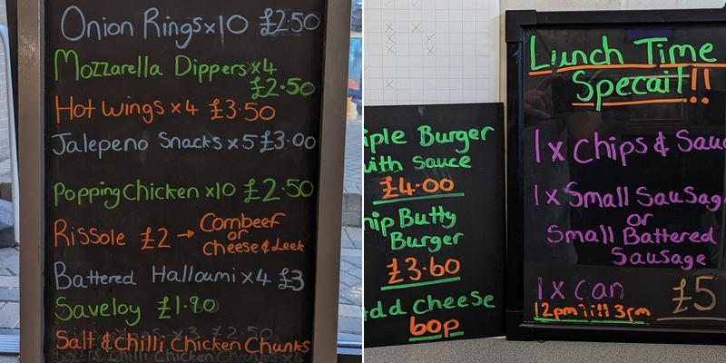 Pie Corner Fish Bar Menu