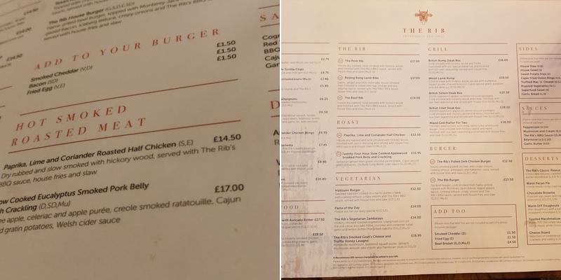 The Rib Smokehouse & Grill Menu