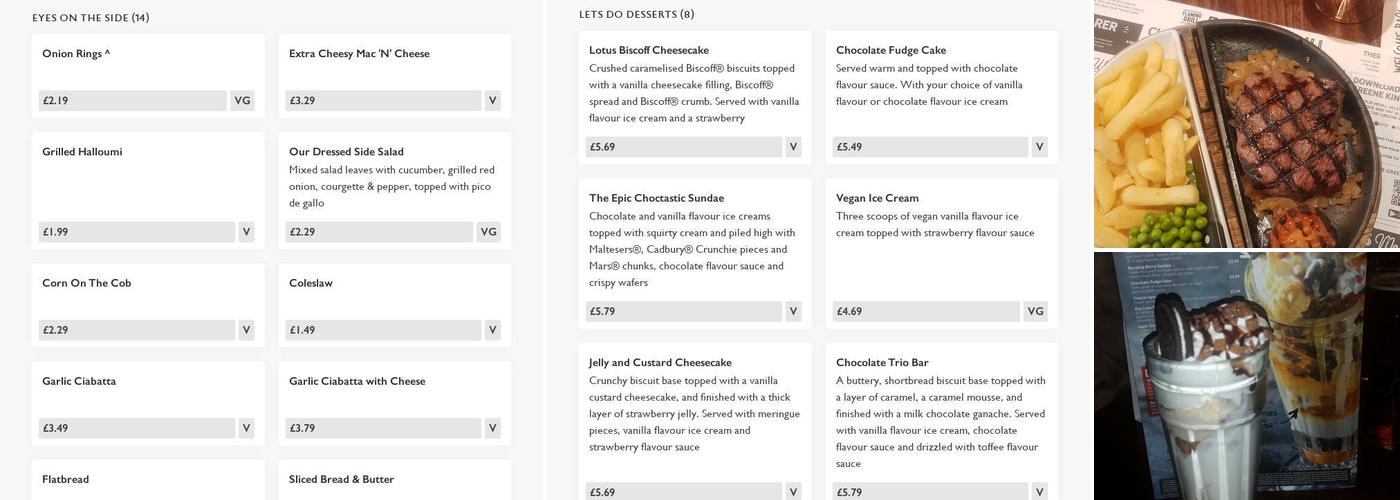 Parc-Y-Prior Inn Menu