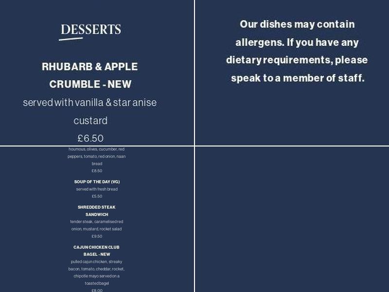 The Friendly Fox Menu