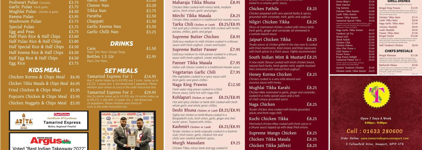 Tamarind Express Menu