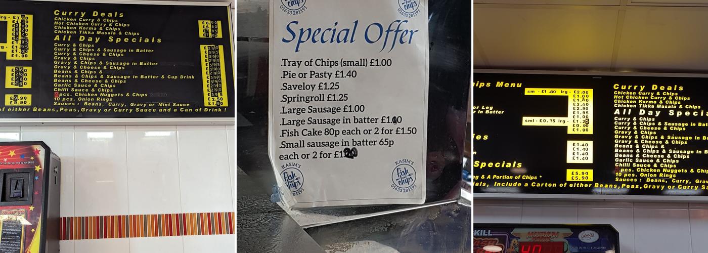 Kasim Takeaway & Fish Bar Menu