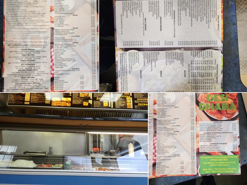 Desi Dhaba 4 Corner Pizza Newport Menu