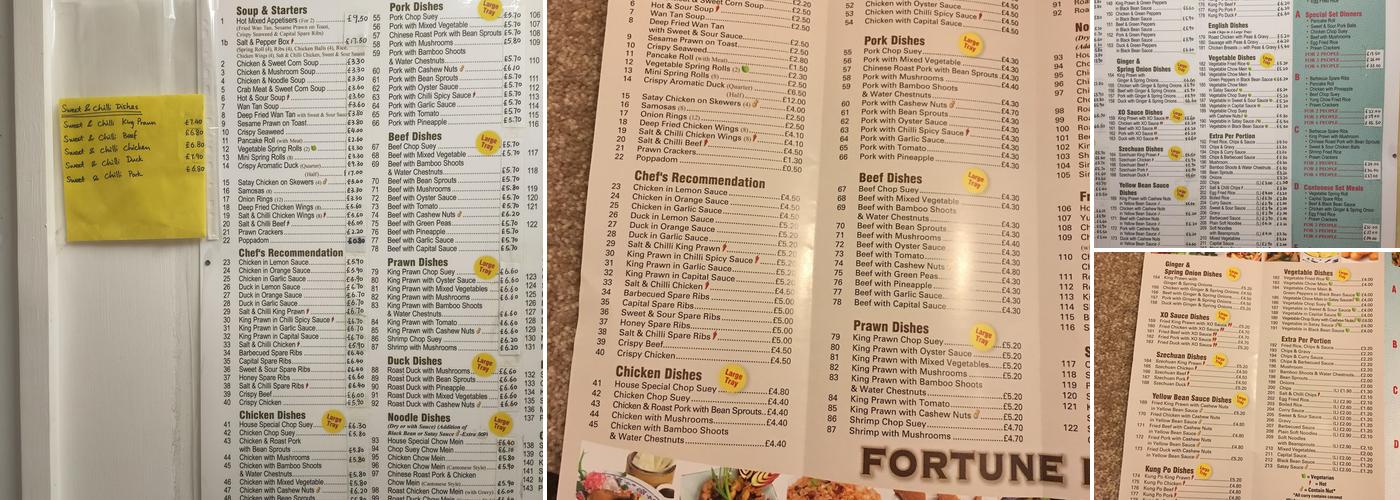 Fortune House Chinese Takeaway Menu