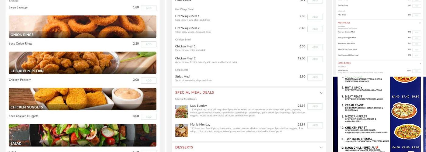 TOP TASTE PIZZA & KEBAB Menu