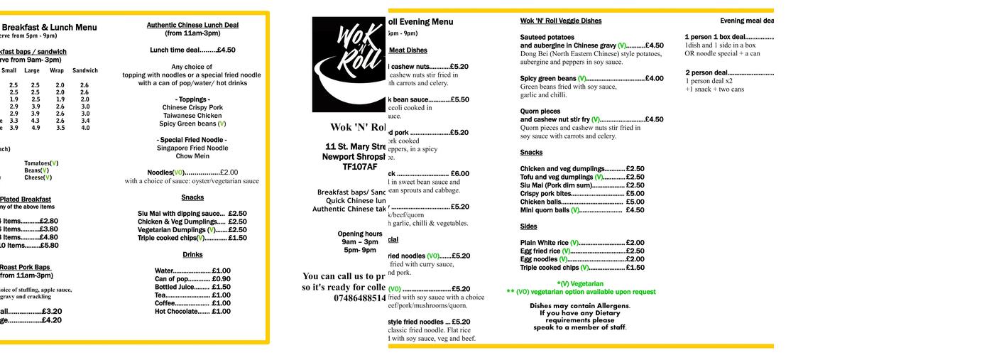 Wok 'n' roll Menu
