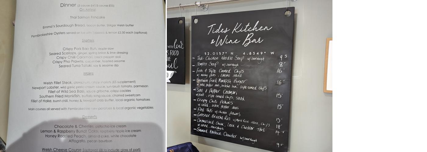 Tides Kitchen & Wine Bar Menu