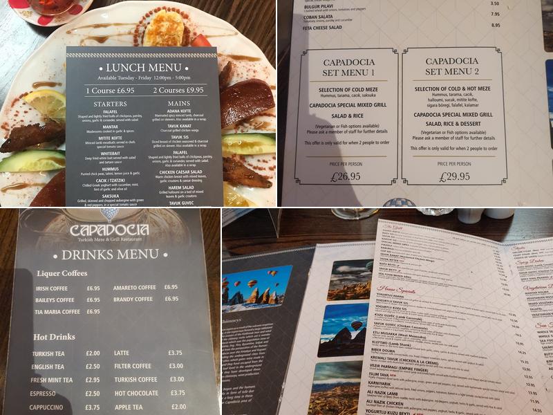 Capadocia Turkish Restaurant Newport Pagnell Menu
