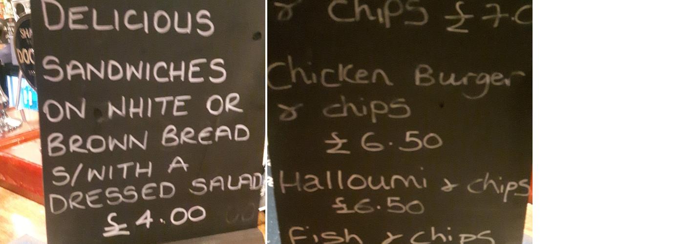 The Coachmakers Arms Menu