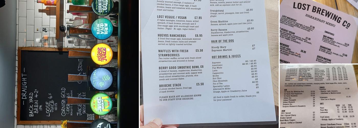 Lost Brewing Co. Cafe & Craft Beer Bar Menu