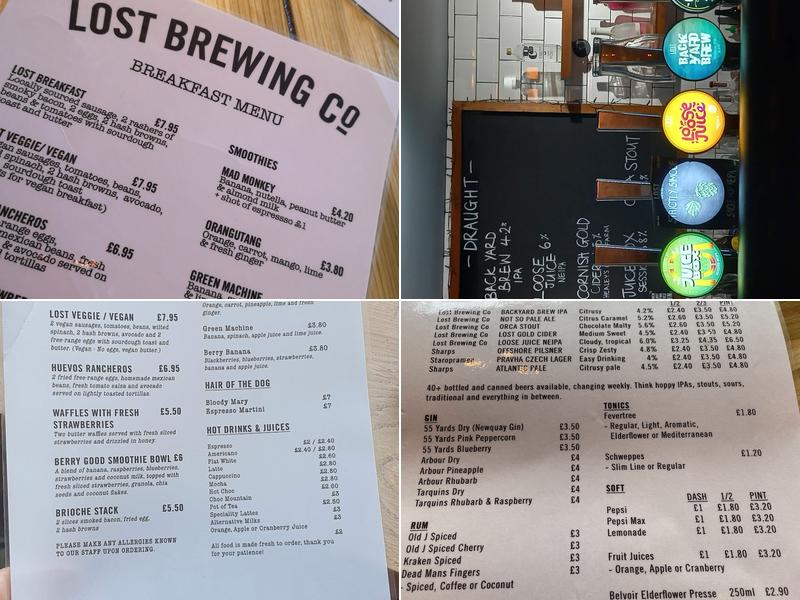 Lost Brewing Co. Cafe & Craft Beer Bar Menu