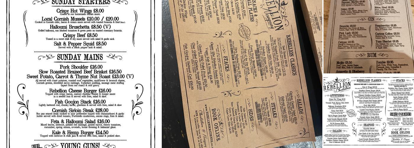 Rebellion Roast House Menu