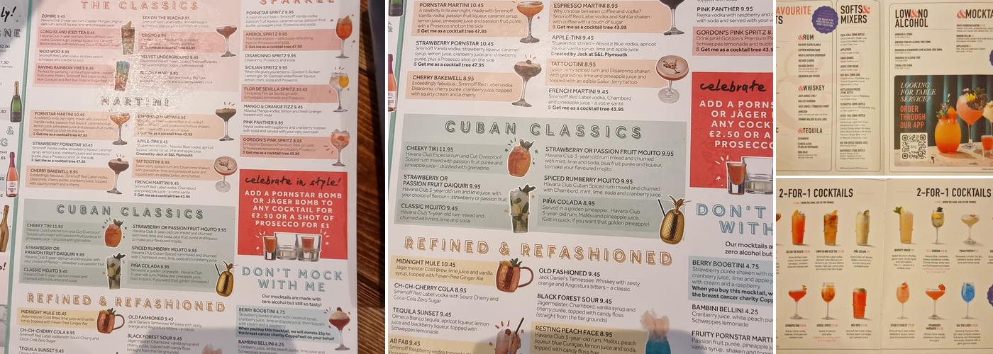 Slug & Lettuce - Newquay Menu