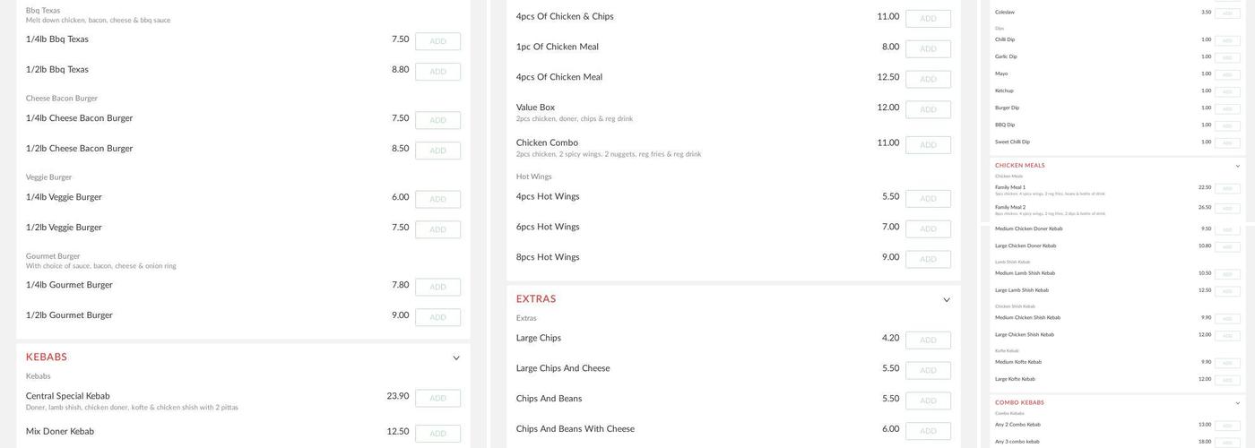 Central Grill (Newquay) Menu