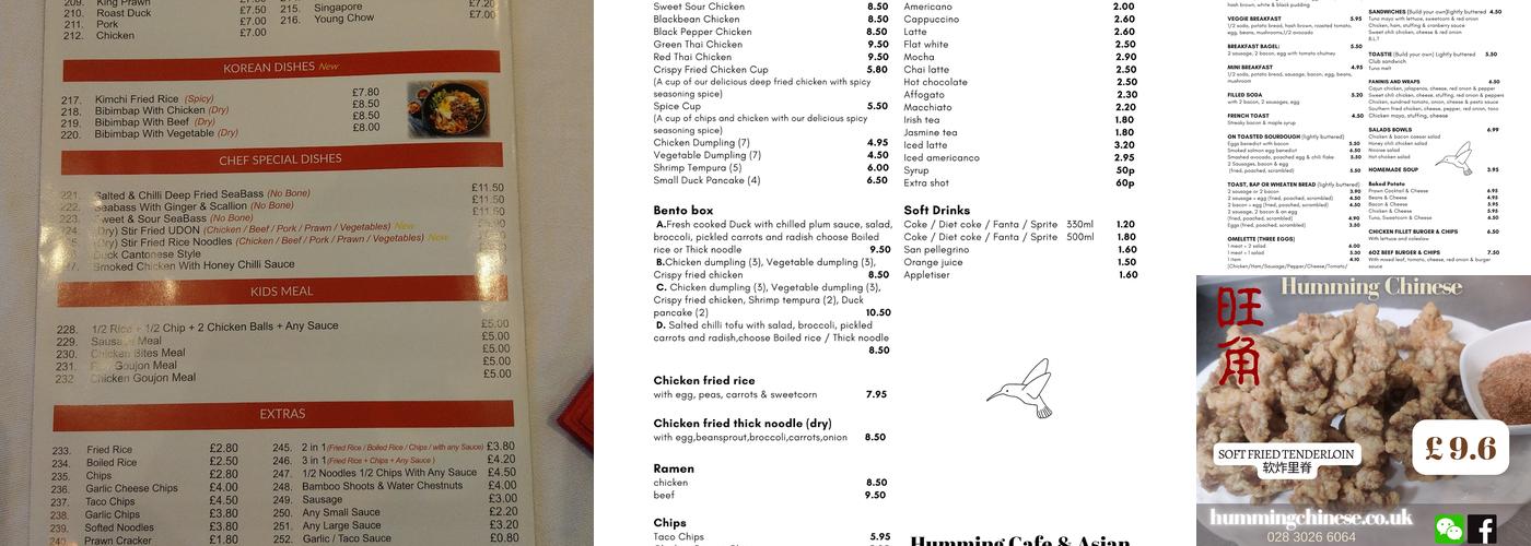 Humming - Chinese and Asian Restaurant/Takeaway Menu
