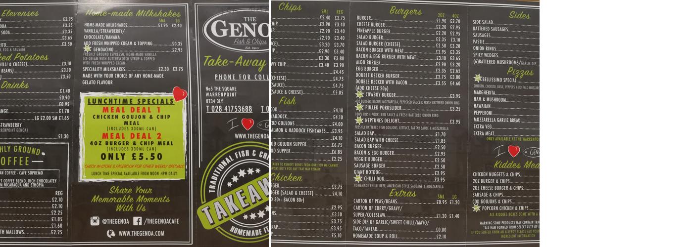The Genoa Menu