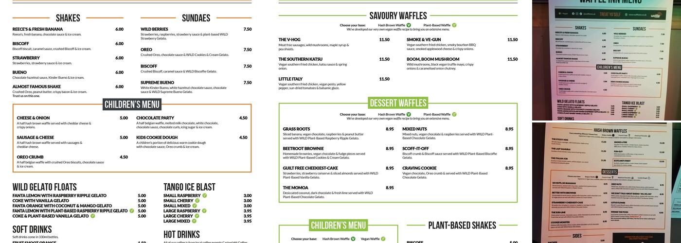 Waffle Inn Newton Abbot Menu