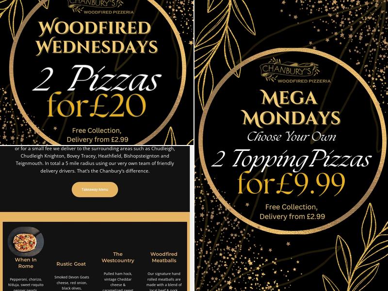 Chanbury's Woodfired Pizza Menu