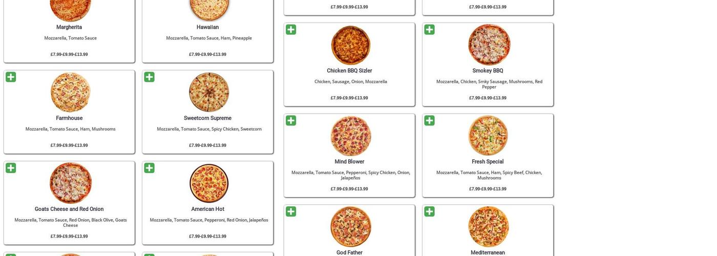 Fresh Pizza Menu
