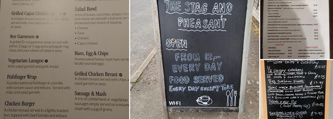 Stag & Pheasant Menu