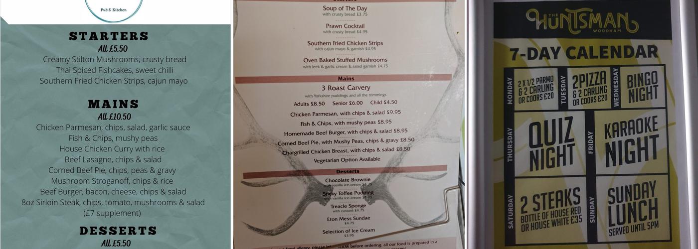 The Huntsman Menu
