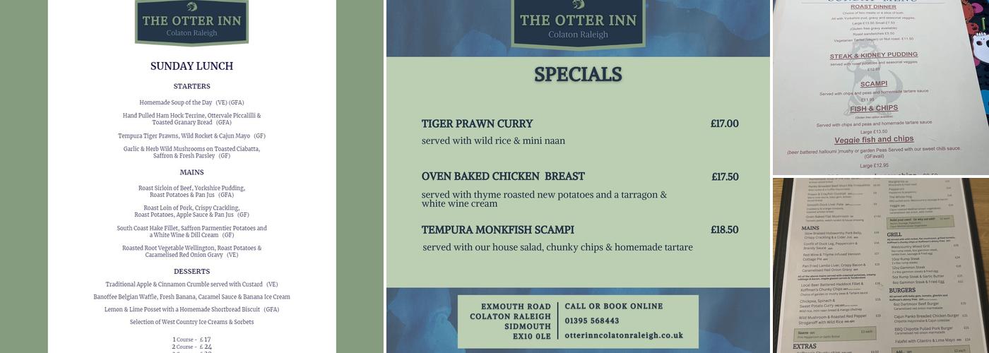 The Otter Inn, Colaton Raleigh Menu