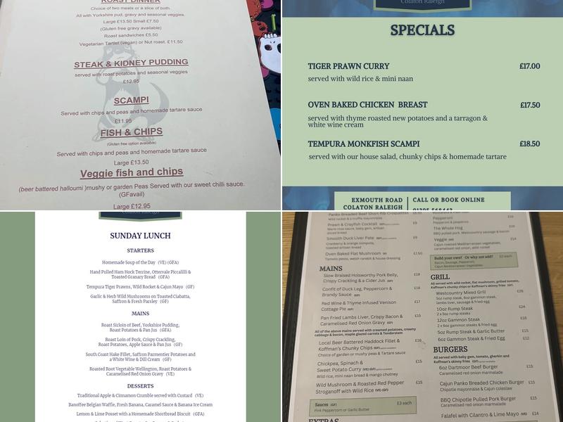 The Otter Inn, Colaton Raleigh Menu