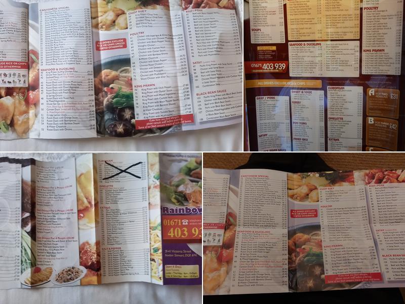 Rainbow Chinese Restaurant Menu