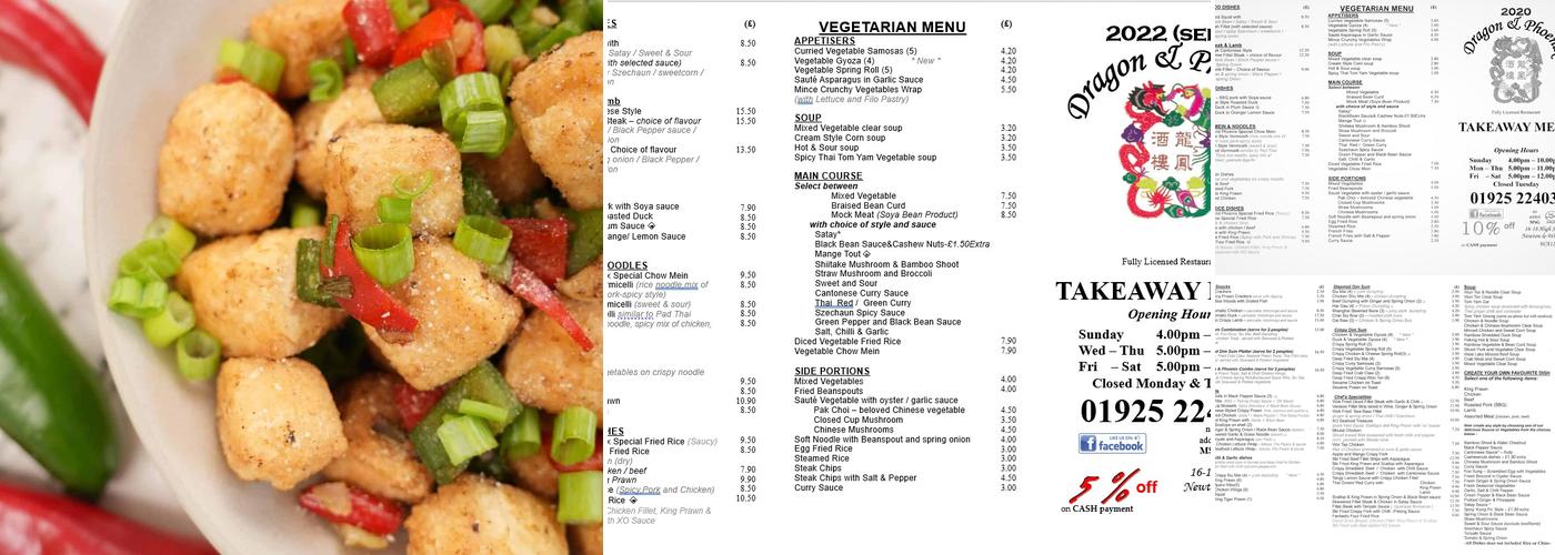 Dragon & Phoenix Restaurant Menu