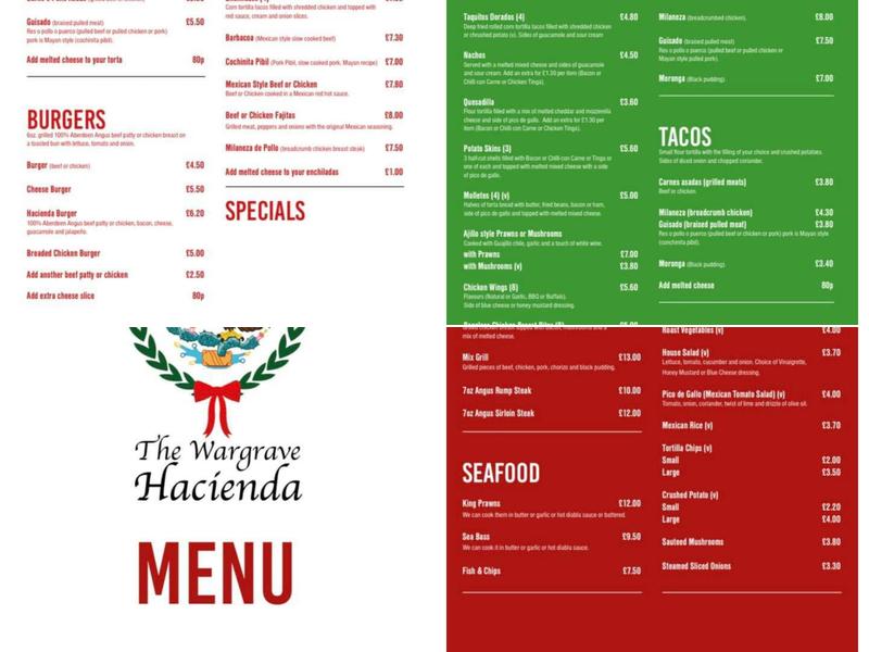 The Wargrave Hacienda Menu