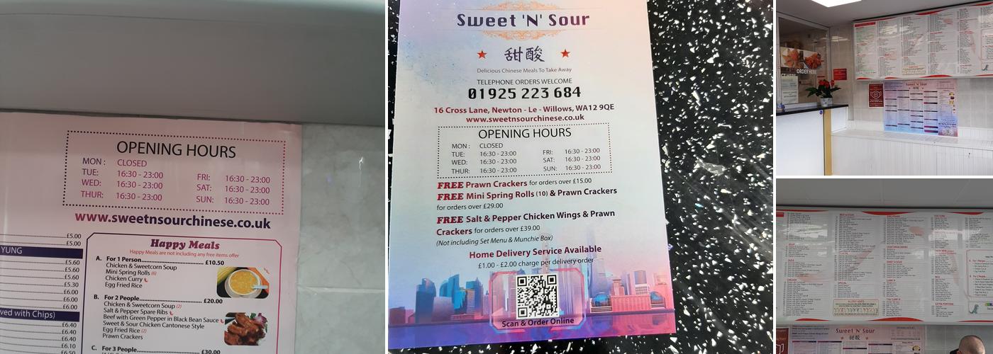 Sweet 'N' Sour Chinese takeaway Menu