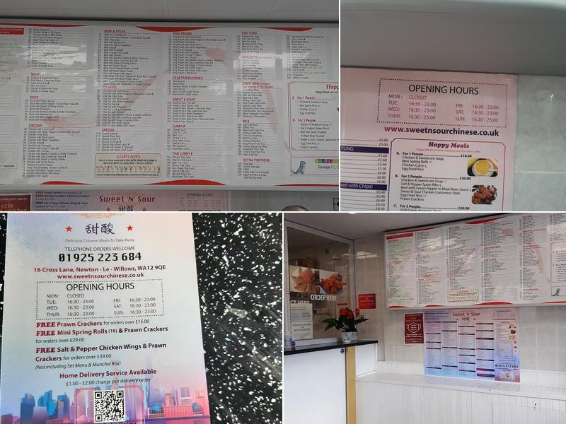 Sweet 'N' Sour Chinese takeaway Menu