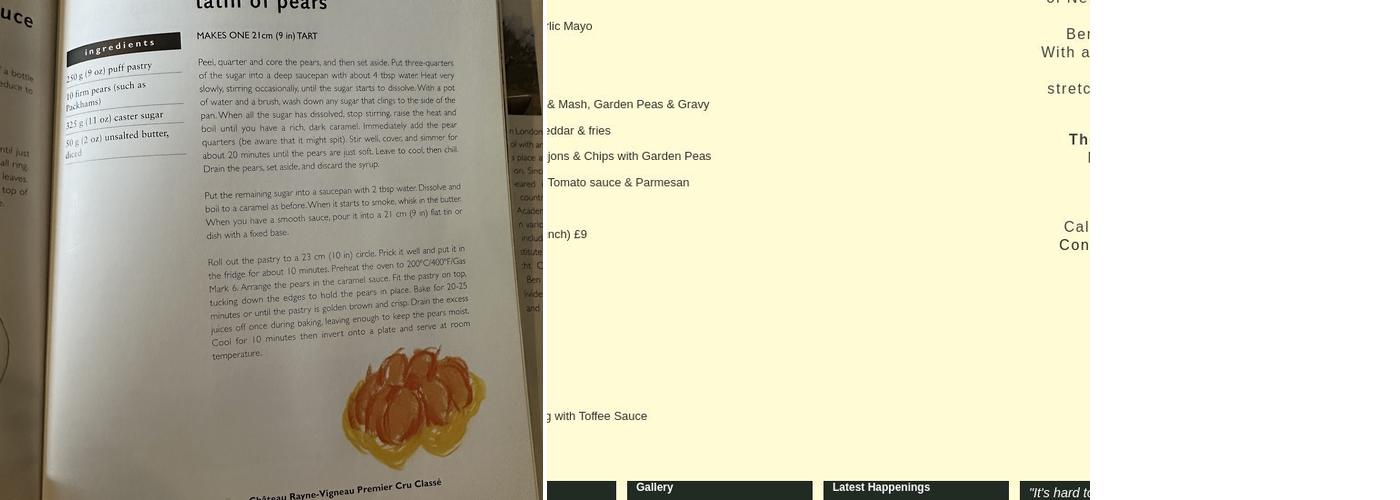 The Dawnay Arms Menu