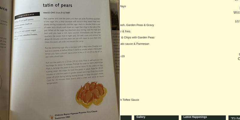 The Dawnay Arms Menu