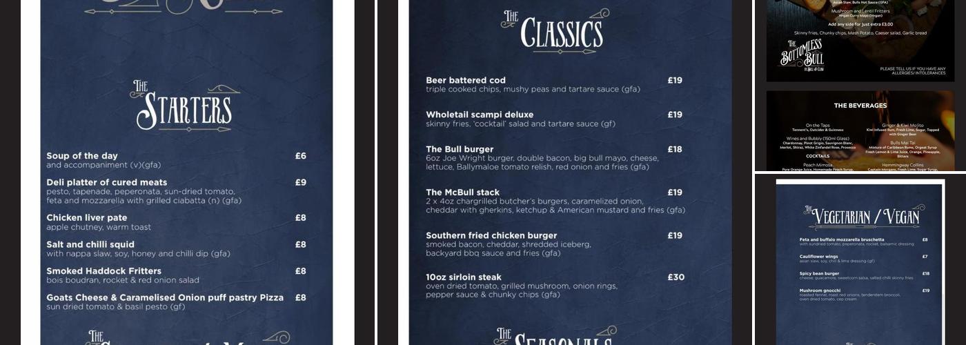 The Bull & Claw Newtownards Menu