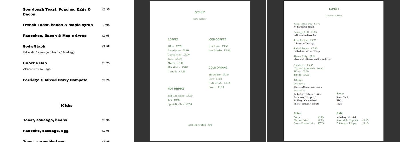 House Coffee Menu