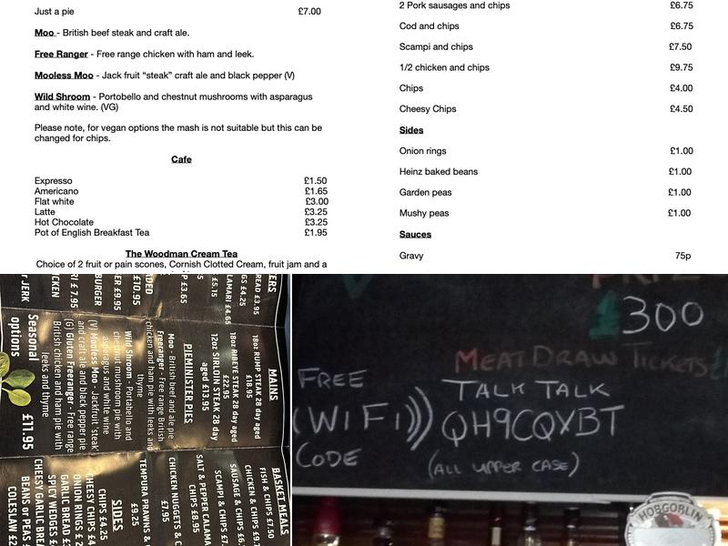 The Woodman at North Leigh Menu