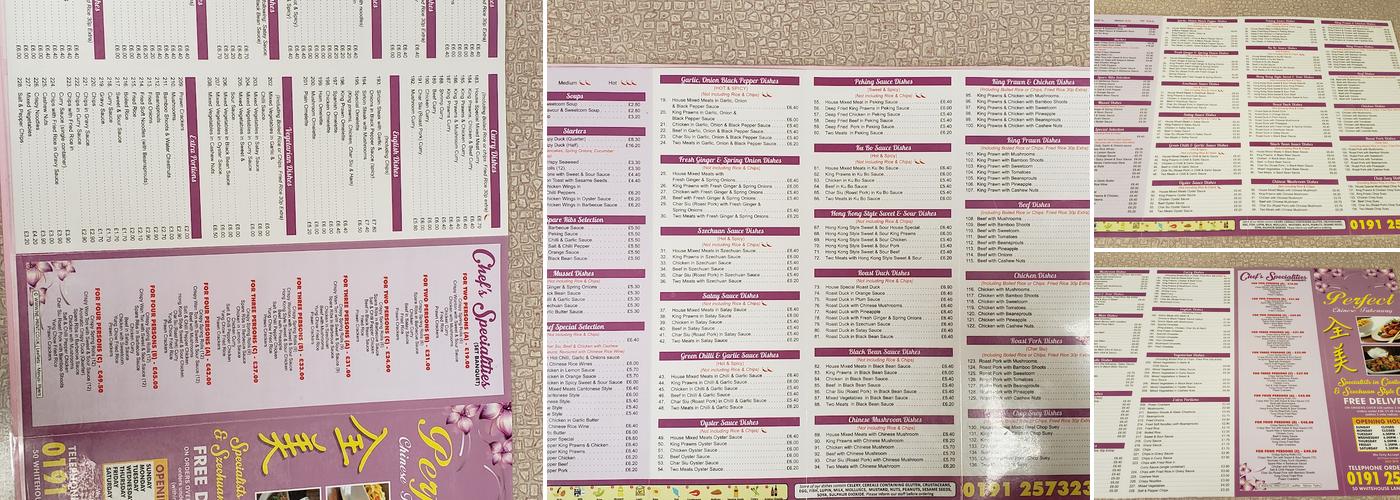 Perfect Chinese Takeaway Menu