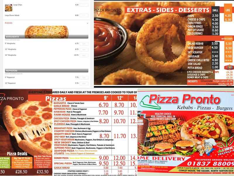 Pizza Pronto Menu