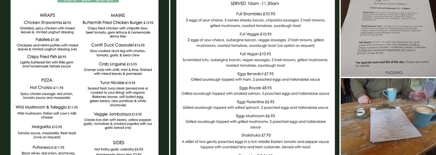 Shambles Bar Bistro Menu