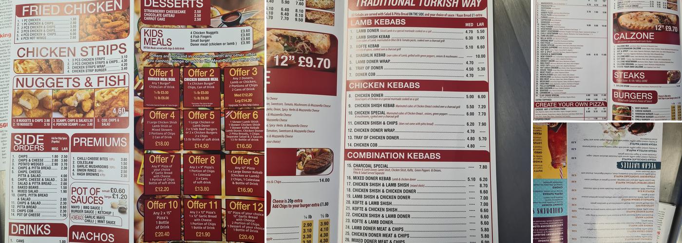 Claycross Charcoal Grill Menu