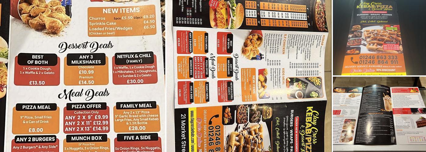 ClayCross Kebabs and Pizza House Menu