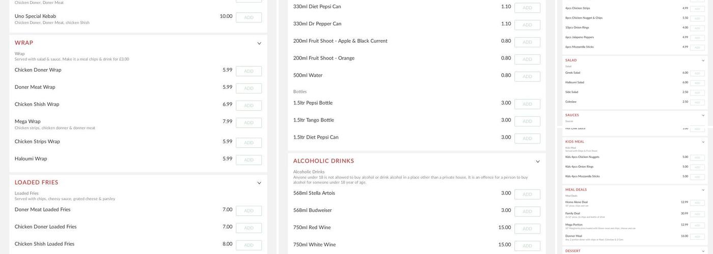 Pizza Uno Danesmoor Menu