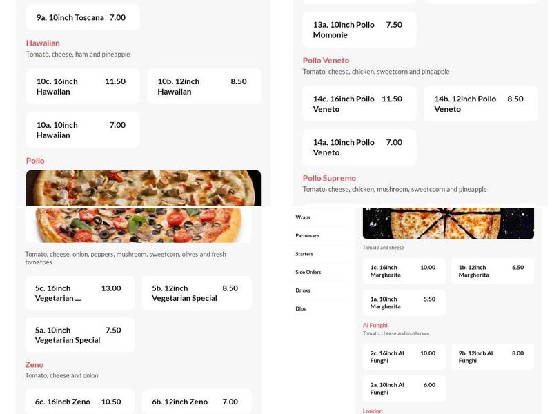 Allerton Pizza Menu