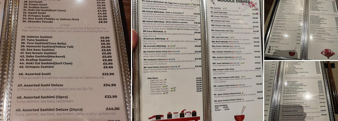 Akasaka Northampton Menu