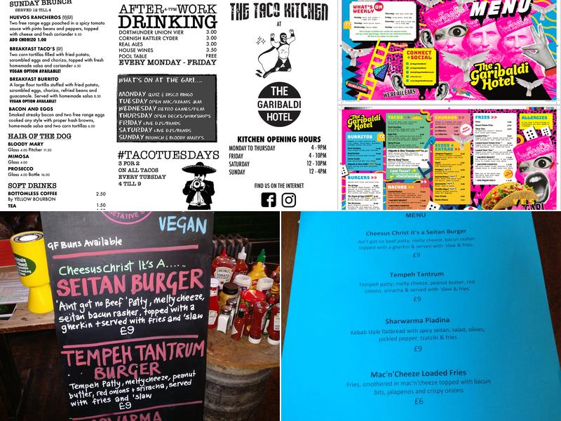 The Garibaldi Hotel Menu